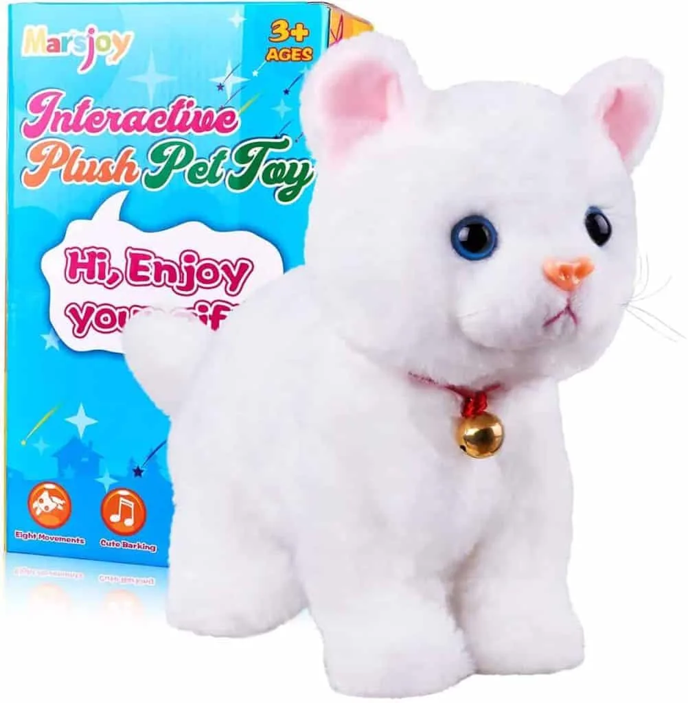 Marsjoy White Plush Interactive Robot Cat